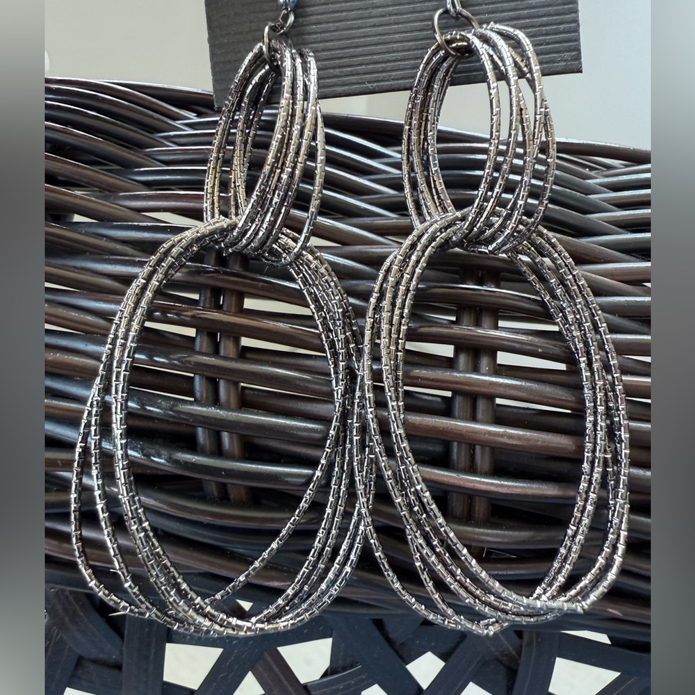 Silver Hoop Earrings - Picture 3 of 8